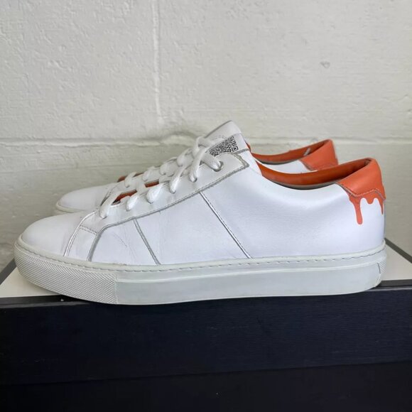 Greats Brooklyn Fuku Low White Orange Leather Sneakers Lace up Men's Size 10 US - Picture 4 of 12